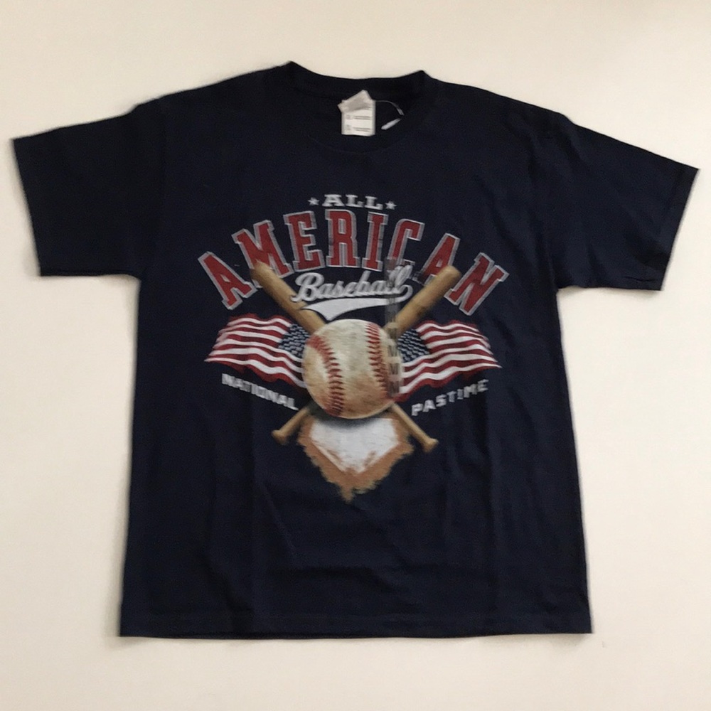 Boys All  American Baseball T Shirt Size M